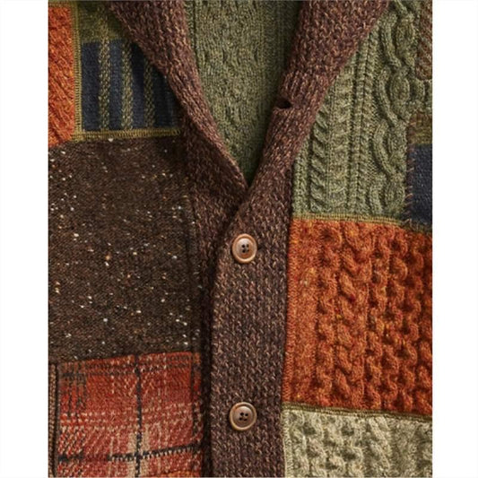 Men's Patchwork Colorblock Cardigan – Casual Retro Sweater Coat - Which Mark