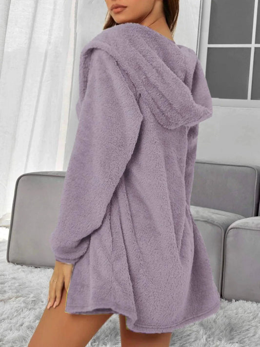 Suits 3pcs Winter Solid Color Double-sided Plush Warm Thickened Hooded - Which Mark