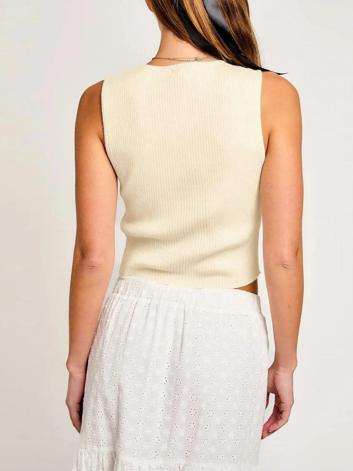 Bow Round Neck Cropped Tank - Which Mark