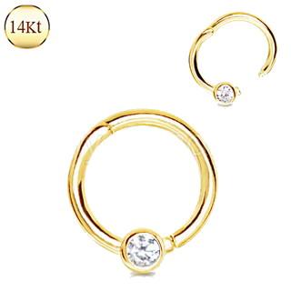 14Kt. Yellow Gold Jeweled Seamless Clicker Ring - Which Mark
