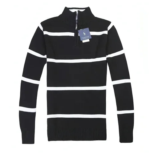 Slim Long-sleeved Casual Knit Sweater Men With Striped Wool - Which Mark