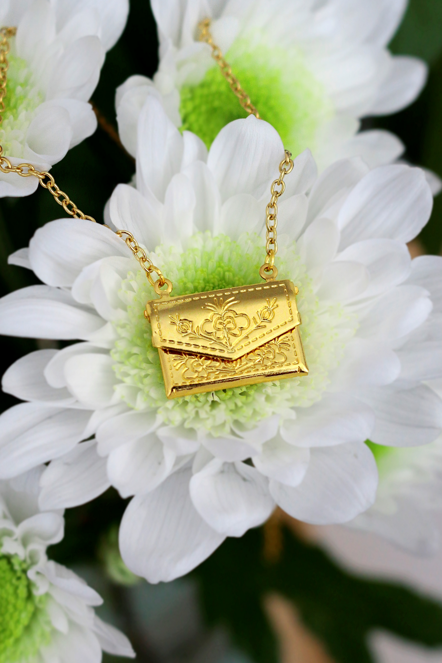 24 Karats Daisy Envelope Locket Necklace - Which Mark