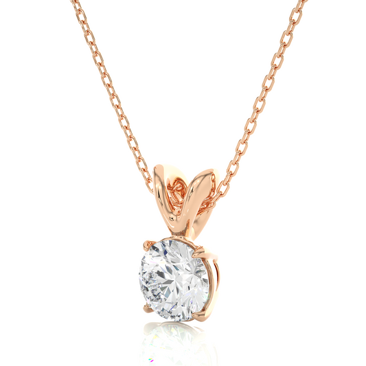 Rose Gold Moissanite Round Shape Pendant – OF0002 - Which Mark