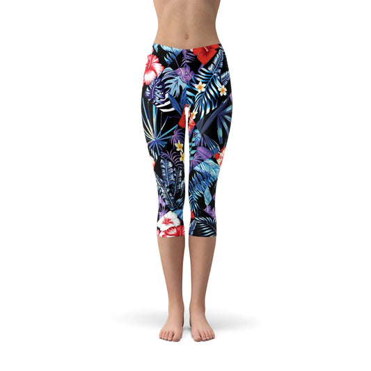 Geometric Tropical Floral Capri Leggings - Which Mark