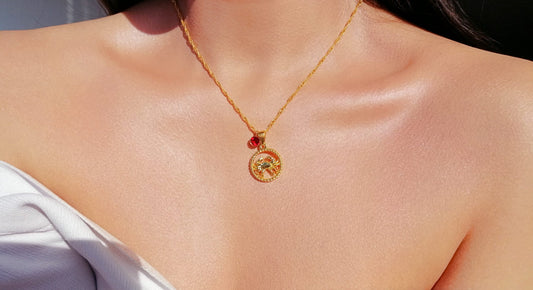 18K Zodiac Sign and Birthstone Necklace - Which Mark
