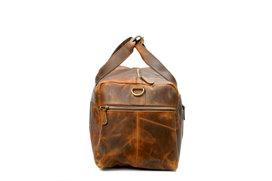 ANUENT Handmade Buffalo Leather Duffle Bag For Unisex.