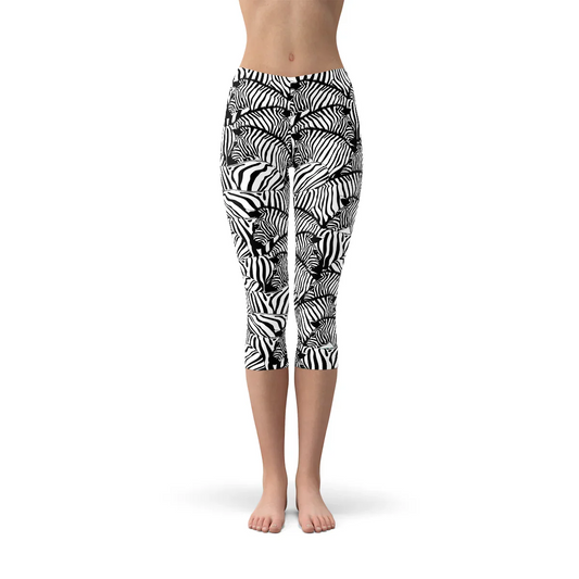 Womens Zebra Stripe Capri Leggings - Which Mark