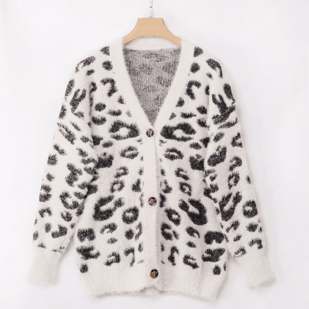 Long sleeve small cardigan leopard sweater - Which Mark