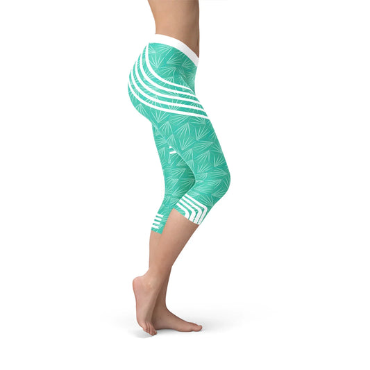 Turquoise Sports Capri Leggings - Which Mark