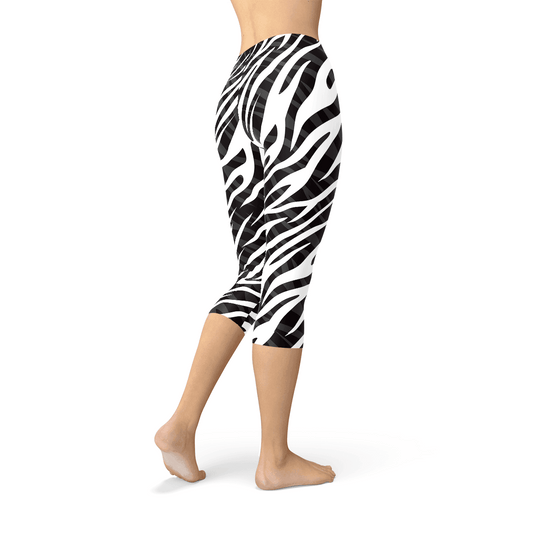 Womens Zebra Stripes Capri Leggings - Which Mark