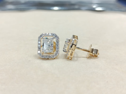 Lab-Grown Diamond Radiant Shape Halo Earring – LE0019 - Which Mark