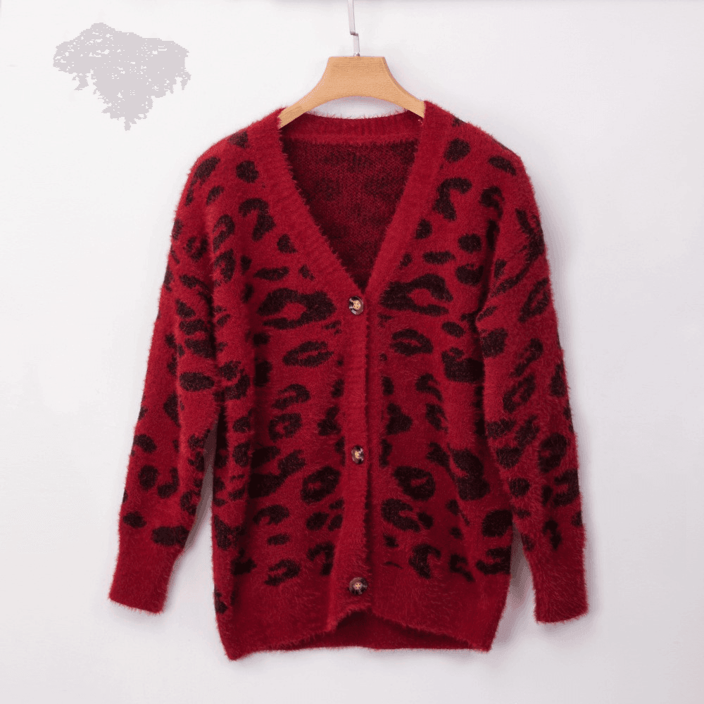 Long sleeve small cardigan leopard sweater - Which Mark