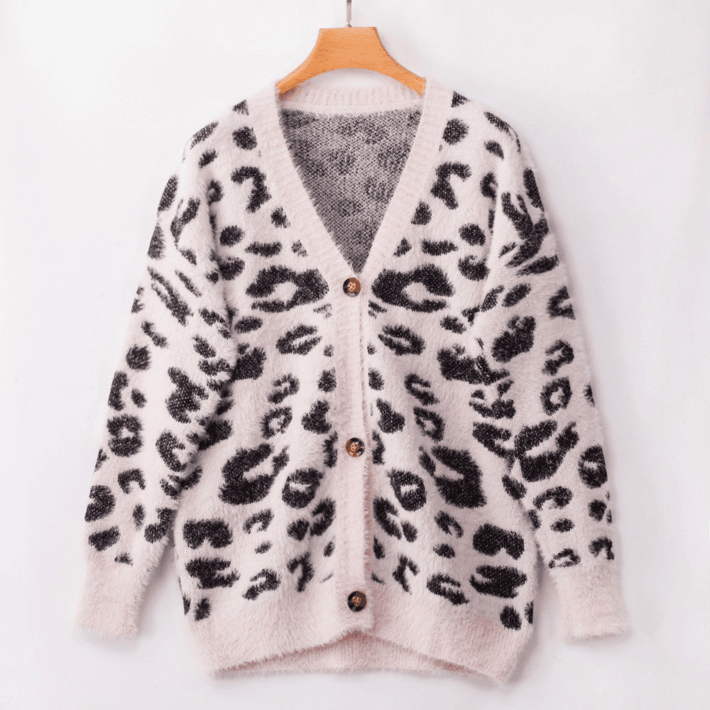 Long sleeve small cardigan leopard sweater - Which Mark