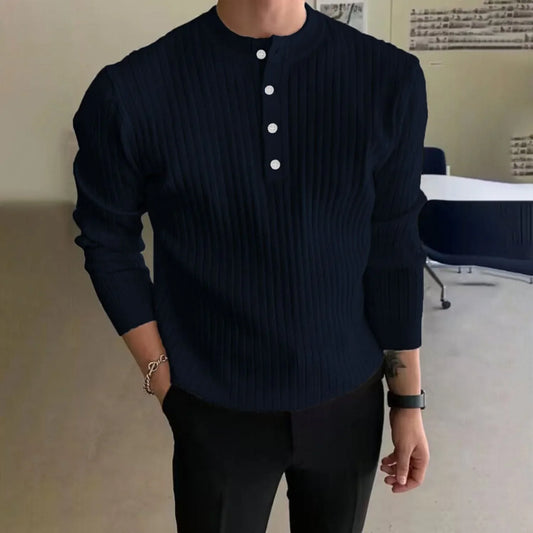 Men's Half-high Collar Button Sweater - Which Mark