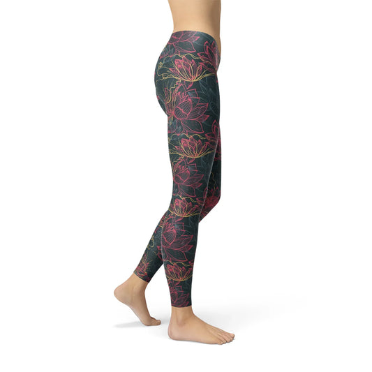 Womens Floral Lotus Leggings - Which Mark