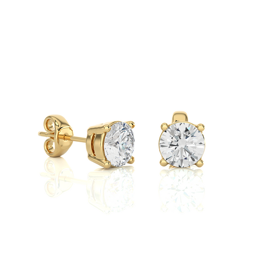 Yellow Gold Moissanite Round Shape Earring – WE0094 - Which Mark