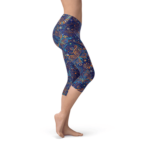 Womens Paisley Butterfly Capri Leggings - Which Mark