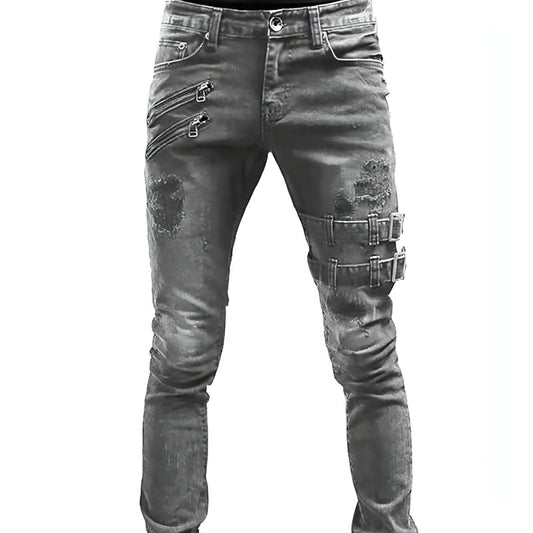 UrbanEase™ Personalized Trendy Worn Ripped Motorcycle Jeans Men - Which Mark