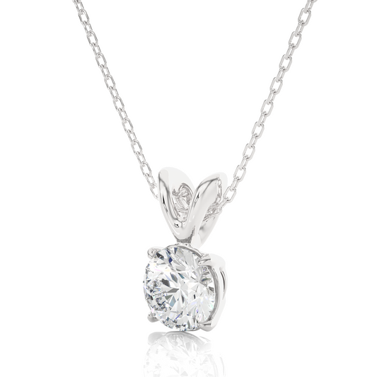 White Gold Moissanite Round Shape Pendant – OF0002 - Which Mark