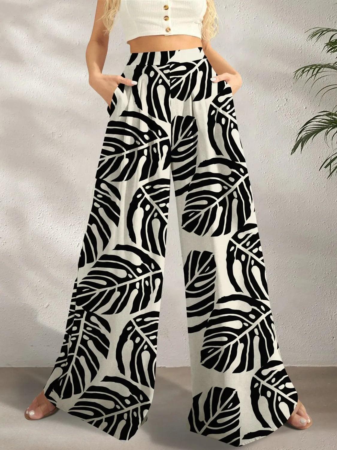 Printed Wide Leg Pants - Which Mark