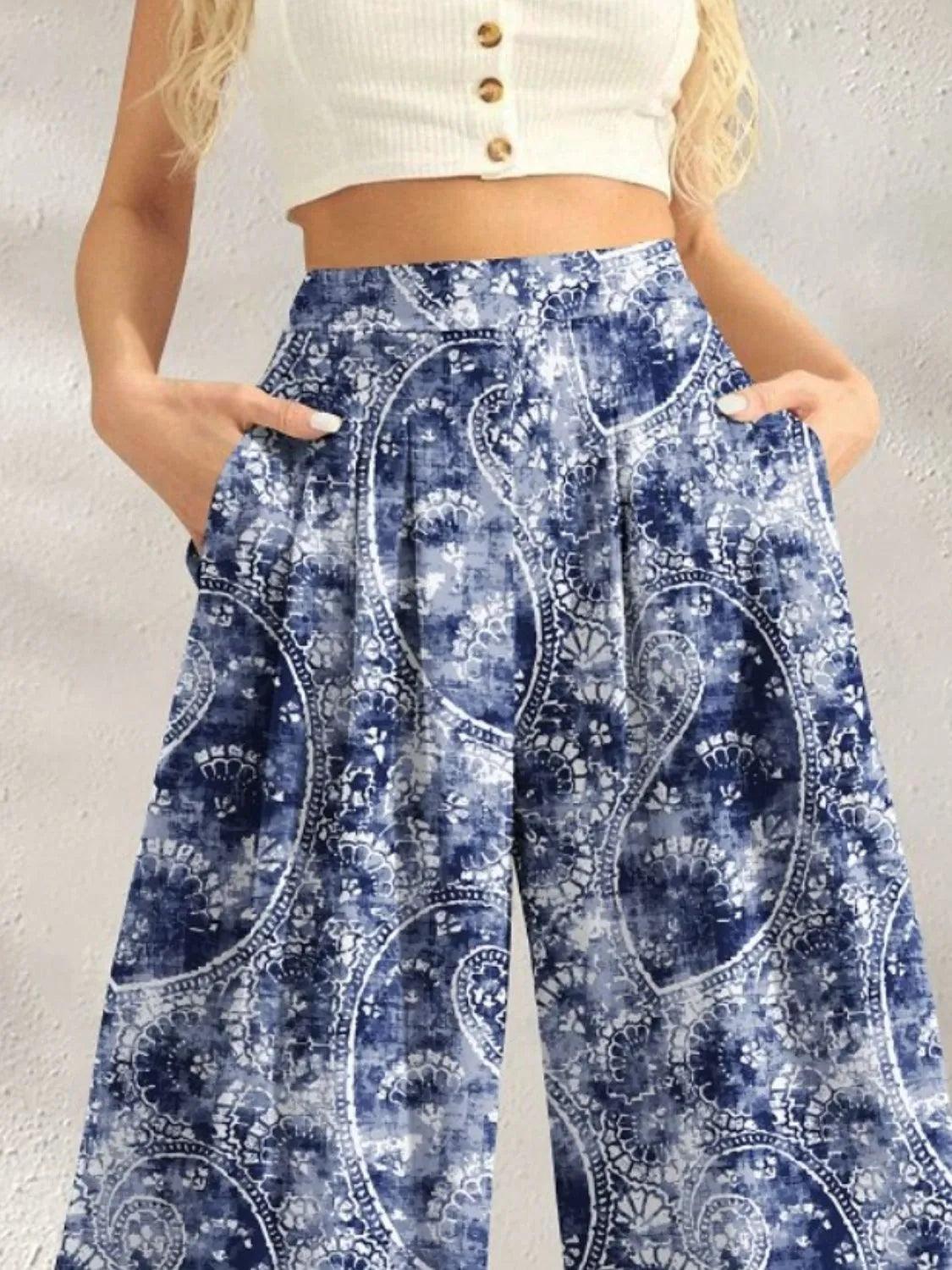 Printed Wide Leg Pants - Which Mark