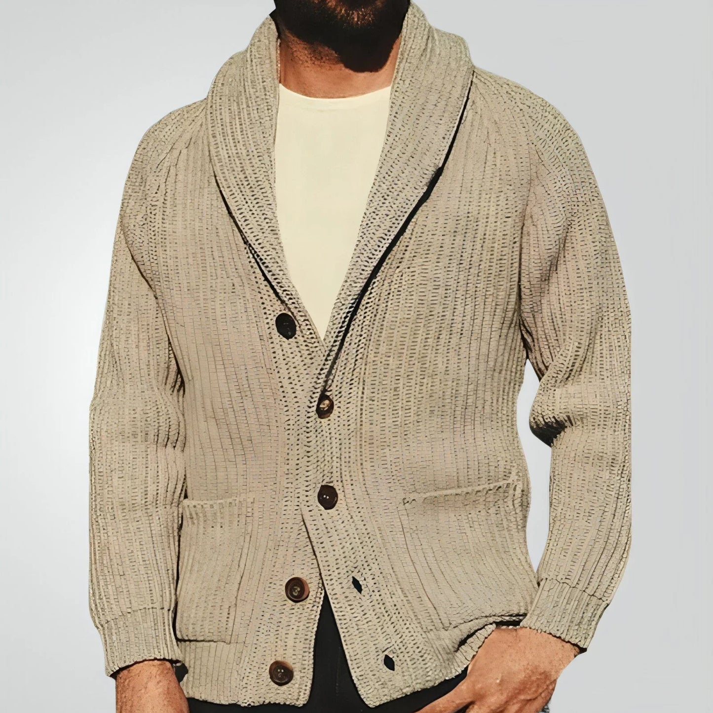 Men's Lapel Knitting Cardigan Fashion Button Sweater With Pockets - Which Mark