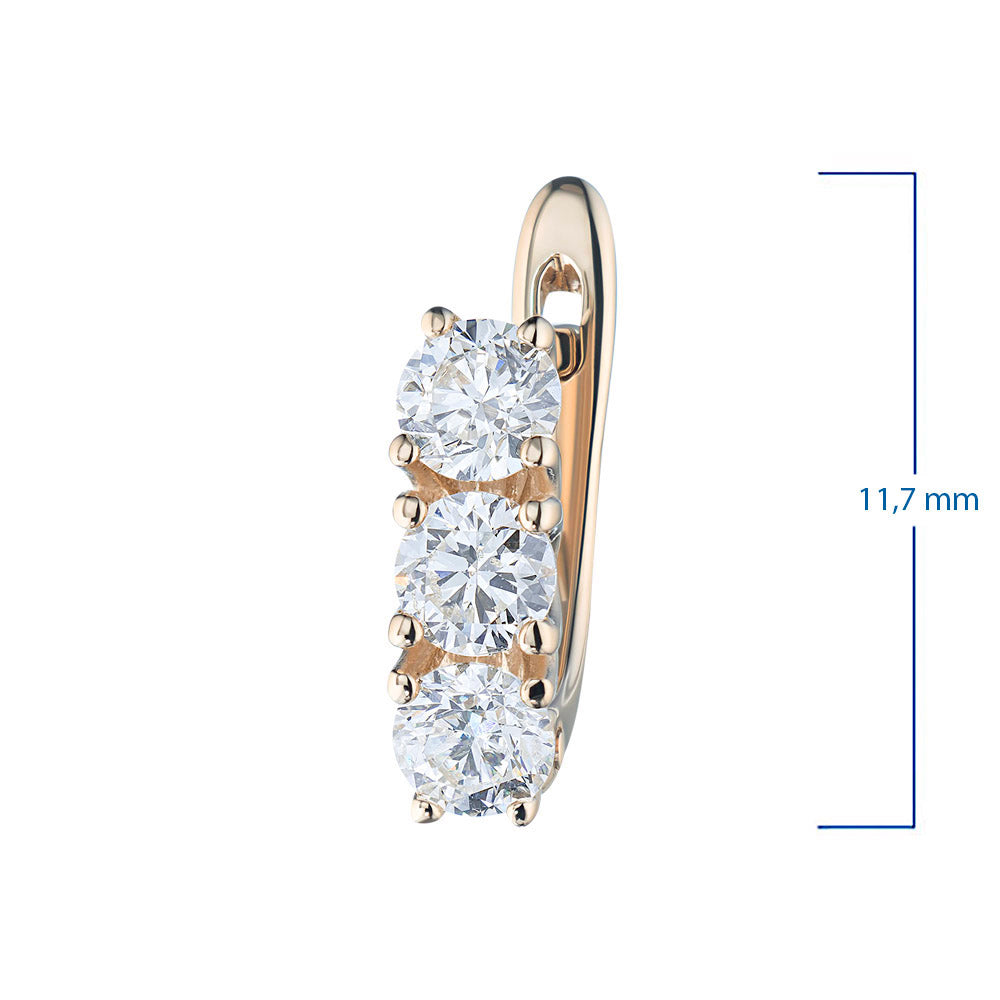 14K Rose Gold Earrings with 6 Round-Cut Lab-Created Diamonds 1.382 - Which Mark
