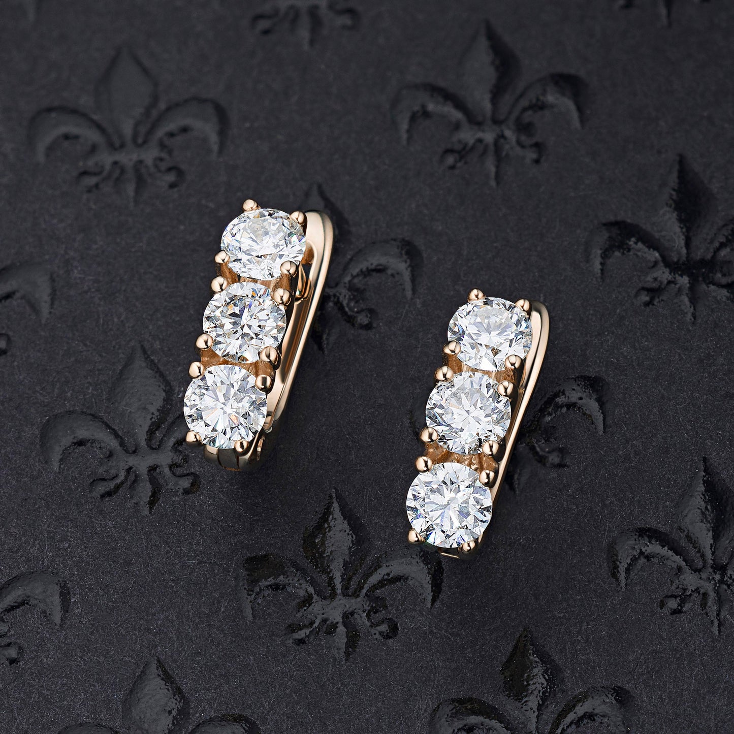14K Rose Gold Earrings with 6 Round-Cut Lab-Created Diamonds 1.382 - Which Mark