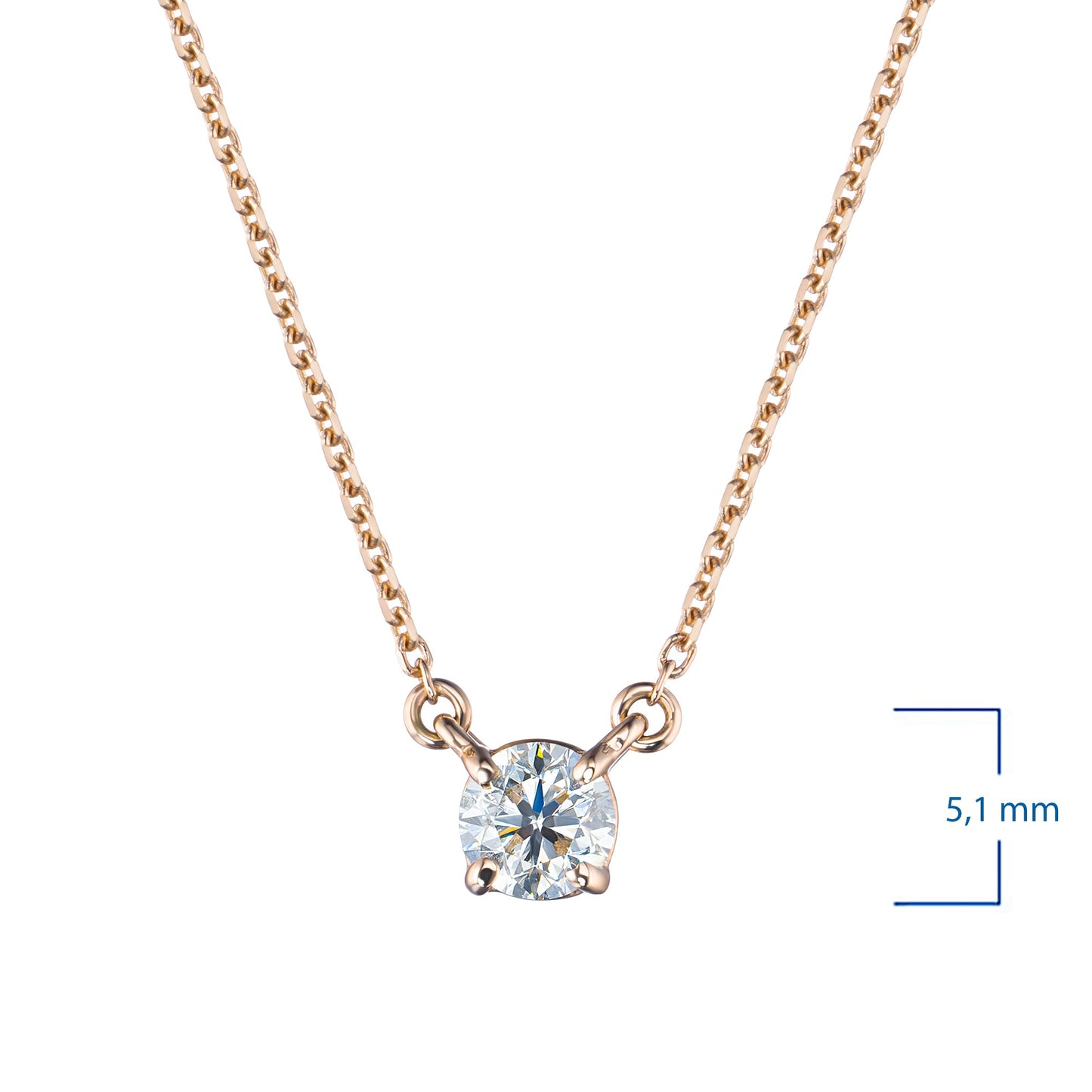 14K Yellow Gold Necklace with 1 Round-Cut Lab-Created Diamond 0.4 - Which Mark