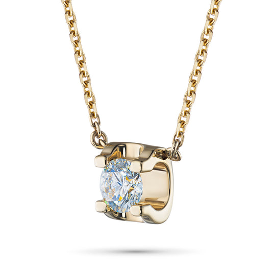 14K Yellow Gold Necklace with 1 Round-Cut Lab-Created Diamond 0.34 - Which Mark