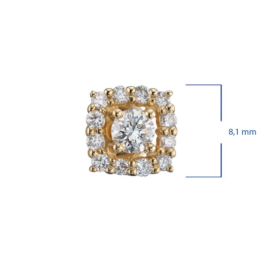 14K Yellow Gold Earring Studs with 26 Round-Cut Lab-Created Diamonds - Which Mark