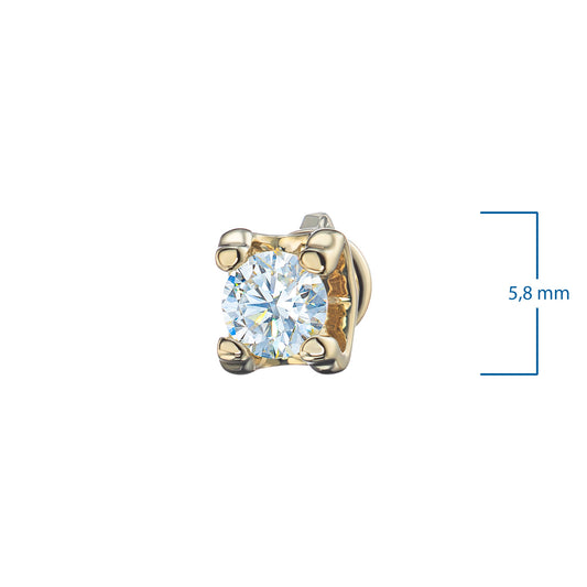14K Yellow Gold Earring Studs with 2 Round-Cut Lab-Created Diamonds - Which Mark
