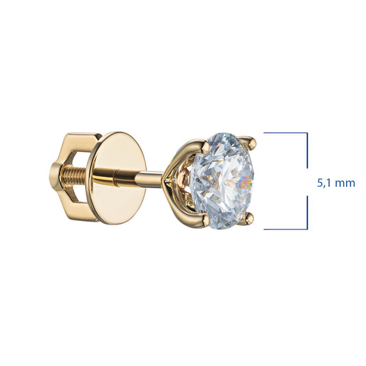 14K Yellow Gold Earring Studs with 2 Round-Cut Lab-Created Diamonds 2 - Which Mark