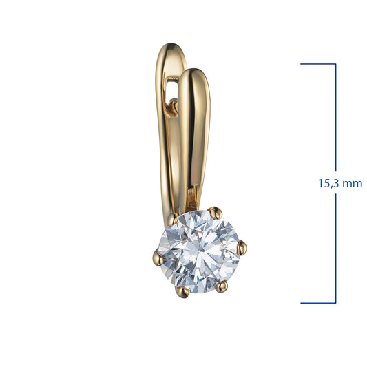 14K Yellow Gold Earrings with 2 Round-Cut Lab-Created Diamonds 0.64 - Which Mark
