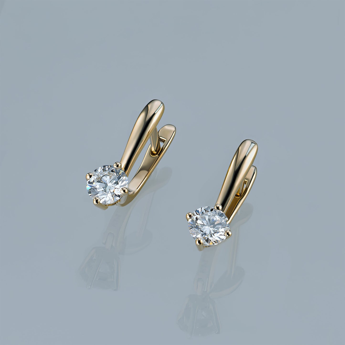 14K Yellow Gold Earrings with 2 Round-Cut Lab-Created Diamonds 0.69 - Which Mark