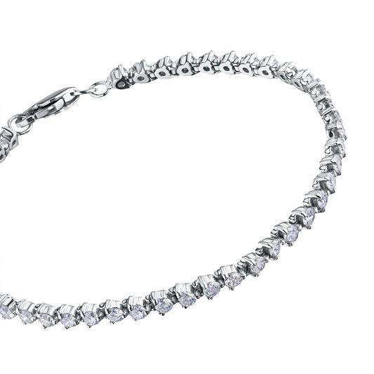 14K White Gold Bracelet with 46 Round-Cut Lab-Created Diamonds 3.241 - Which Mark