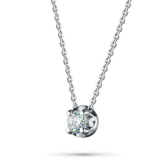 14K White Gold Necklace with 1 Round-Cut Lab-Created Diamond 0.705 - Which Mark
