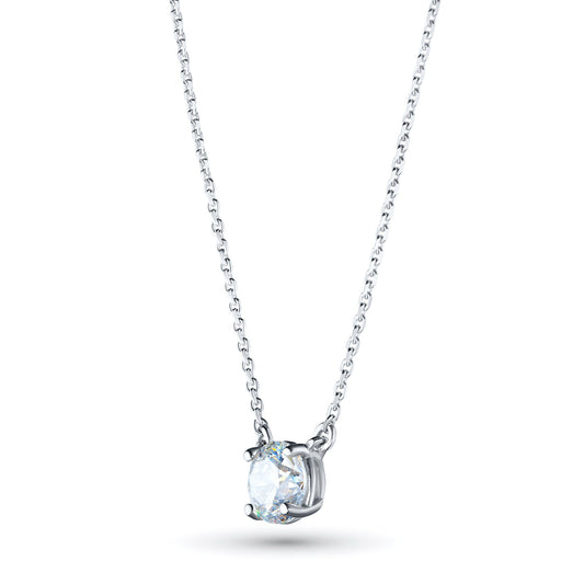 14K White Gold Necklace with 1 Round-Cut Lab-Created Diamond 0.4 CT.TW - Which Mark