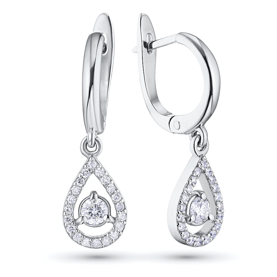 14K White Gold Earrings with 42 Round-Cut Lab-Created Diamonds 1.22 - Which Mark