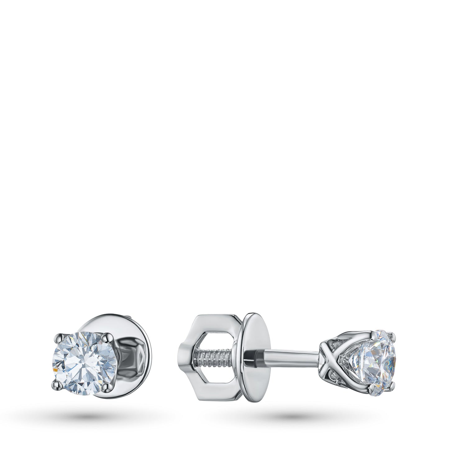 14K White Gold Earring Studs with 2 Round-Cut Lab-Created Diamonds - Which Mark