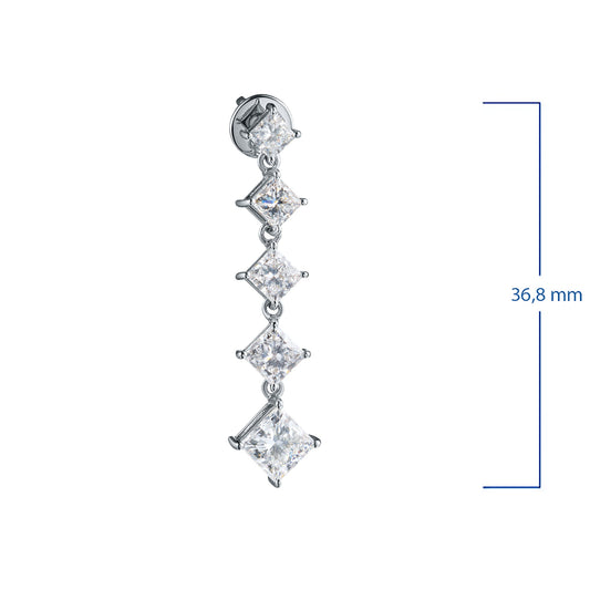 14K White Gold Earring Studs with 10 Princess-Cut Lab-Created Diamonds - Which Mark