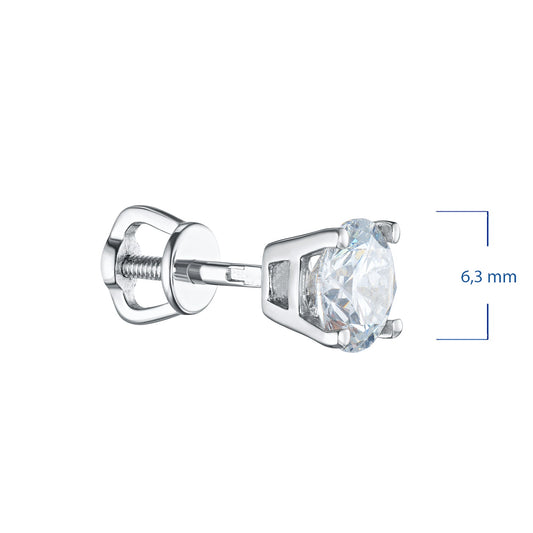 14K White Gold Earring Studs with 2 Round-Cut Lab-Created Diamonds - Which Mark