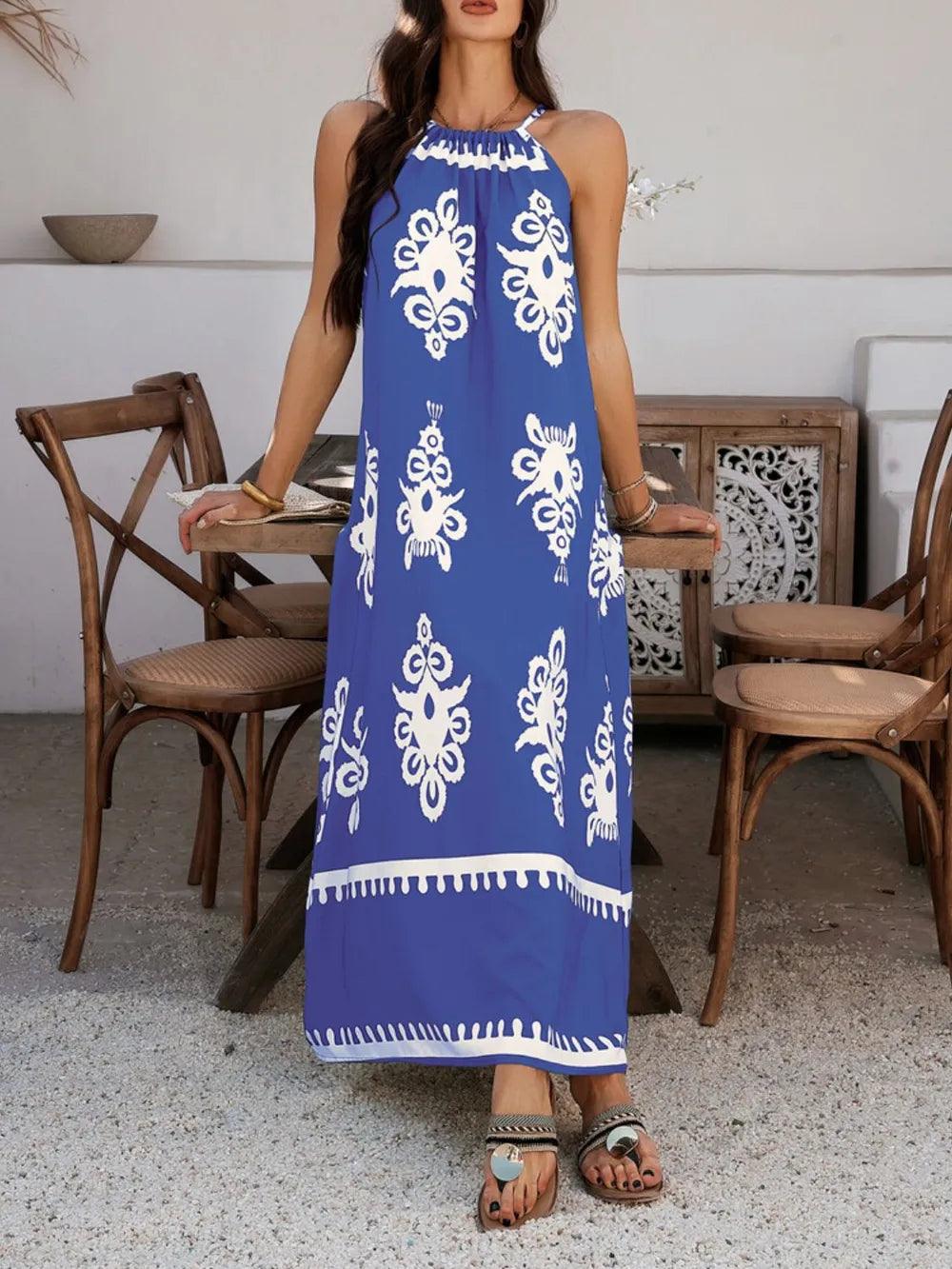 Devine Grecian Neck Printed Maxi Dress - Which Mark