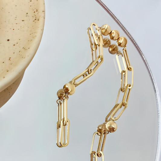 18K Gold Cat Eyeball Checker Handmade Thick Bracelet - Which Mark