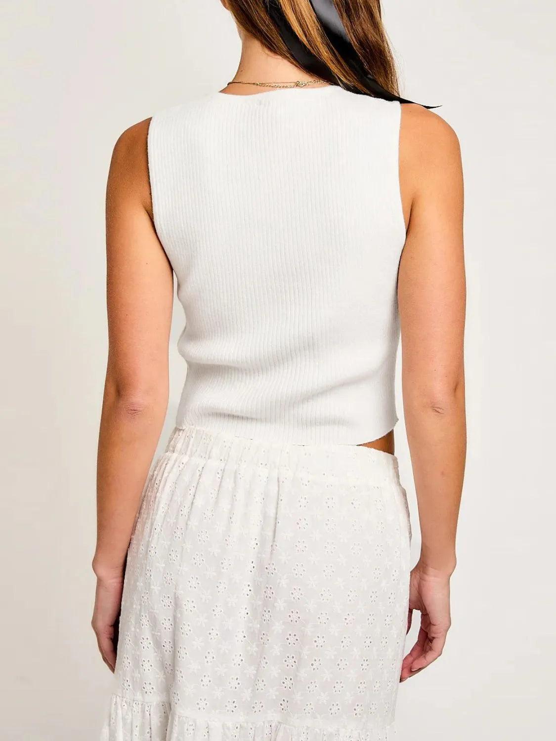 Bow Round Neck Cropped Tank - Which Mark