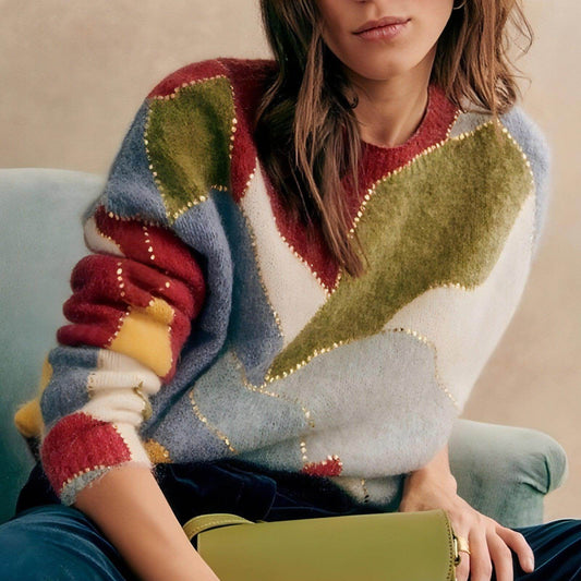 Fashion Elegant Crew Neck Pullover Sweater Women - Which Mark