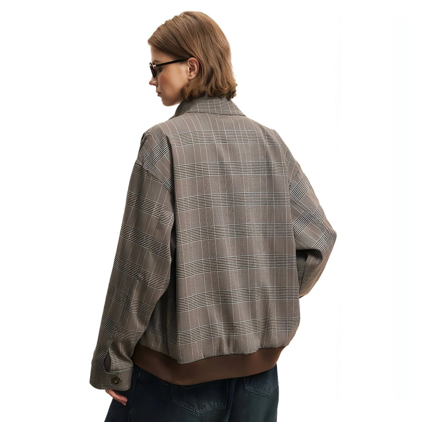 Plaid Loose-fitting Stand-up Collar Jacket Men And Women - Which Mark