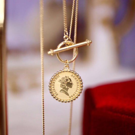 Gold Retro Round Brand Pure Jewelry Necklace - Which Mark