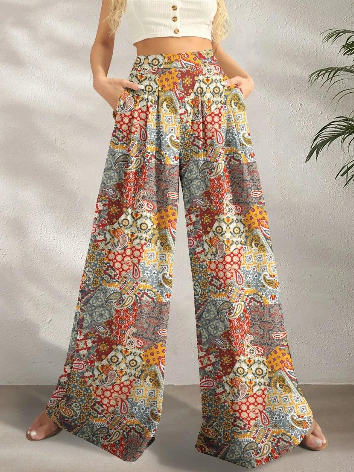 Printed Wide Leg Pants - Which Mark