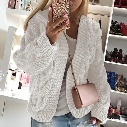 Sweater Women's Thick Thread Twist Knitted Cardigan Sweater - Which Mark